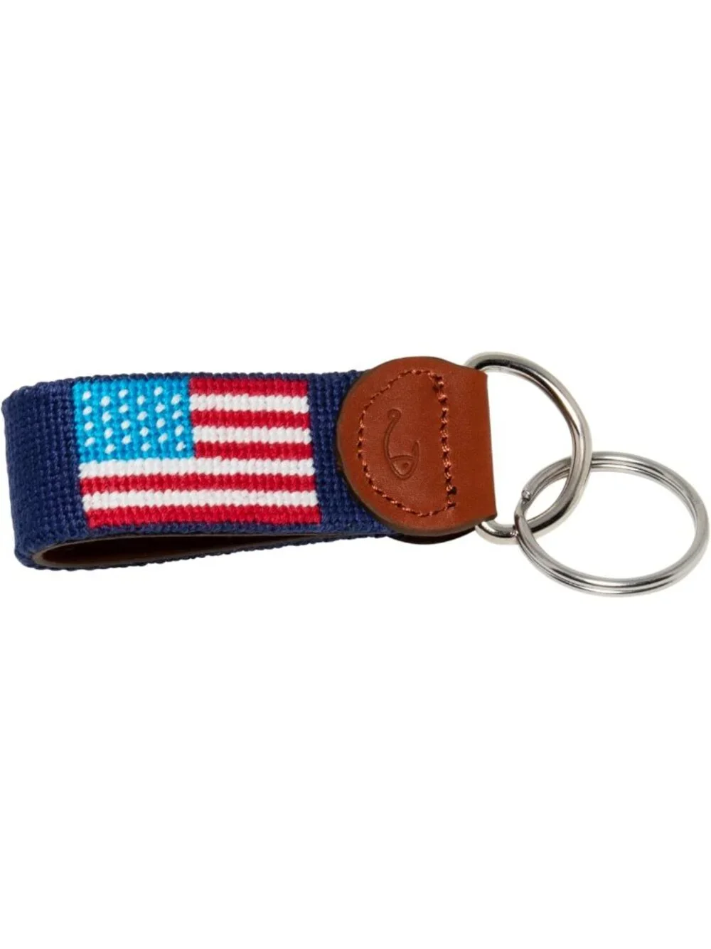 Hand-Stitched Leather Needlepoint Key Fob | Stylish Key Chain Accessory